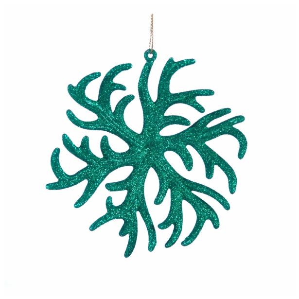 OKRASEK ZA JELKO GLOSSTYLE SNEŽINKA ZELENA 11X 1X12.5CM IZ UMETNE MASE