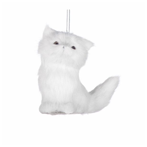 OKRASEK ZA JELKO GLOSSTYLE VISEČA LISICA ALI MEDVED 7 ALI 9 CM VIŠINE BELA