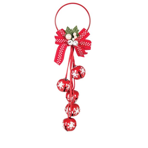 OKRASEK ZA JELKO GLOSSTYLE VISEČI ZVONČI 30 CM RDEČI BELI SORTIRANO