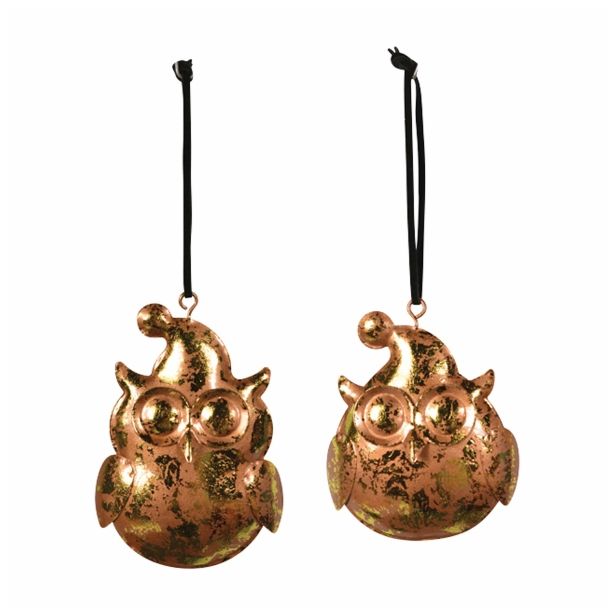 OKRASEK ZA JELKO R+W SOVICA 8 CM ZLATE-BAKRENE SORTIRANO