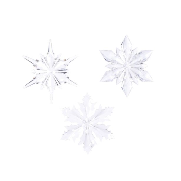 OKRASEK ZA JELKO SNEŽINKA 23 CM AKRIL TRANSPARENT, SORTIRANO