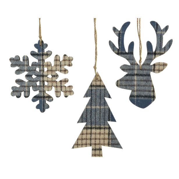 OKRASEK ZA JELKO SNEŽINKA/JELKA/JELEN MODRE BARVE, SORT