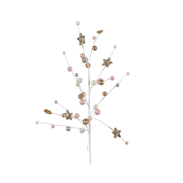 OKRASEK ZA JELKO VEJICA 75 CM ZVEZDICE ZLATA IN ROZA