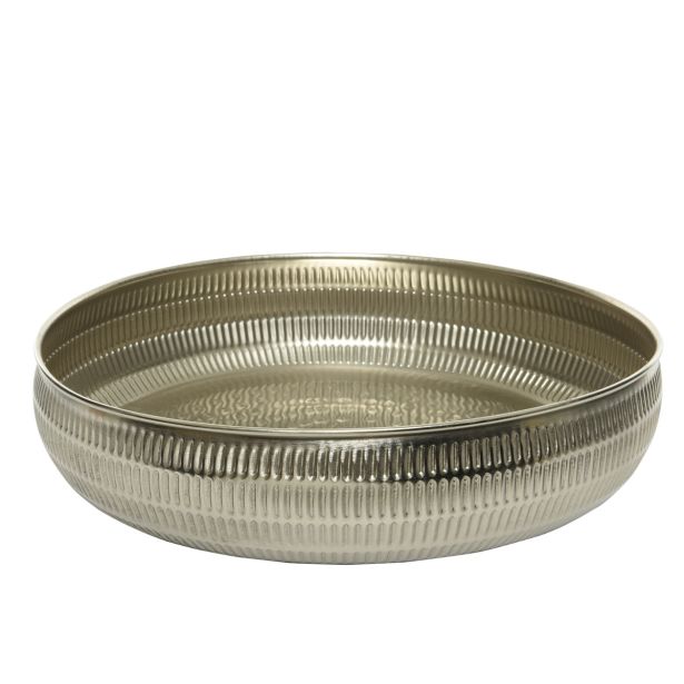 SERVIRNI PLADENJ DECORIS OKROGEL, SREBRNE BARVE FI 30 CM, VIŠINA 6.5 CM