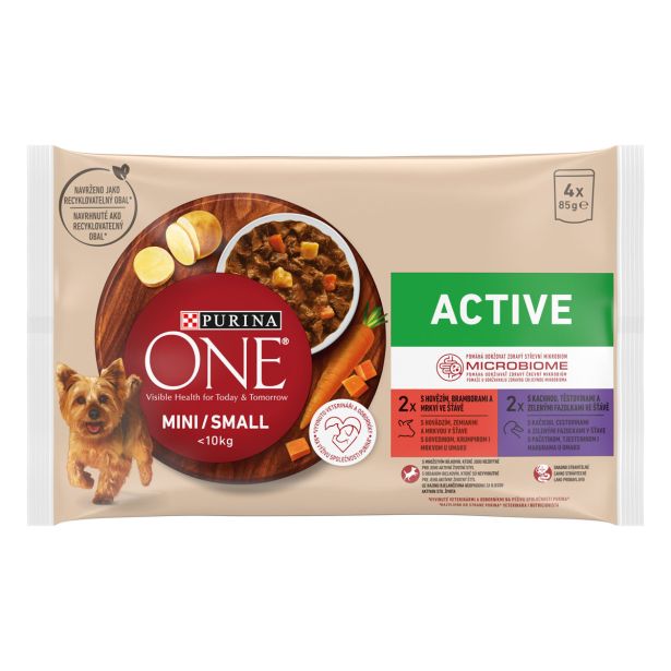 MOKRA HRANA ZA PSA PURINA ONE ACTIVE, GOVEDINA, RACA 4X85 G