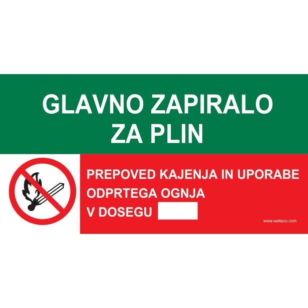 OPOZORILNI ZNAK WALTECO GLAVNO ZAPIRALO ZA PLIN
