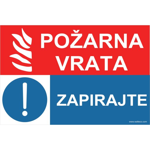 OPOZORILNI ZNAK WALTECO POŽARNA VRATA ZAPIRANJE