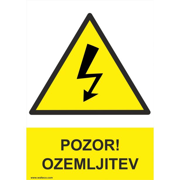 OPOZORILNI ZNAK WALTECO POZOR, OZEMLJITEV