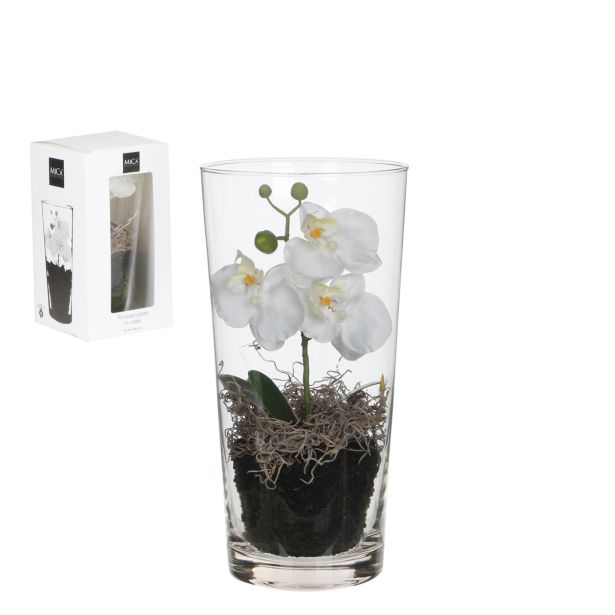 UMETNO CVETJE MICA ORHIDEJA BELA V ŠKATLI V30XP15CM