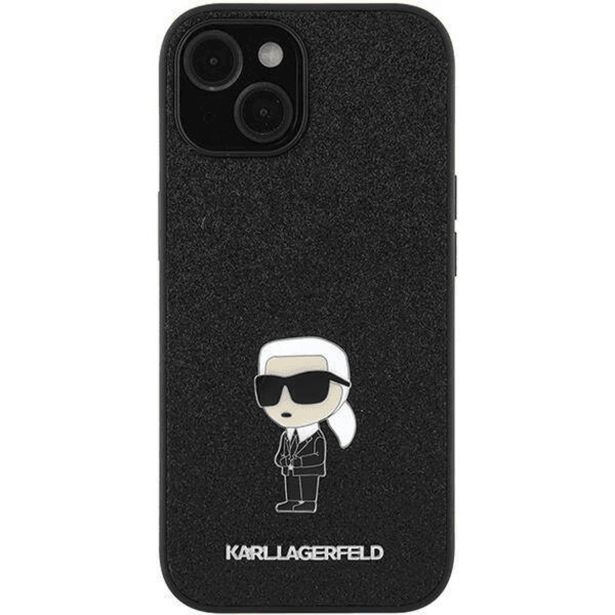 ORIGINALEN KARL LAGERFELD OVITEK IPHONE 15 - GLITTER IML NFT ICONIC - ČRN OVITEK Z BLEŠČICAMI - KLHCP15SGKNPSK