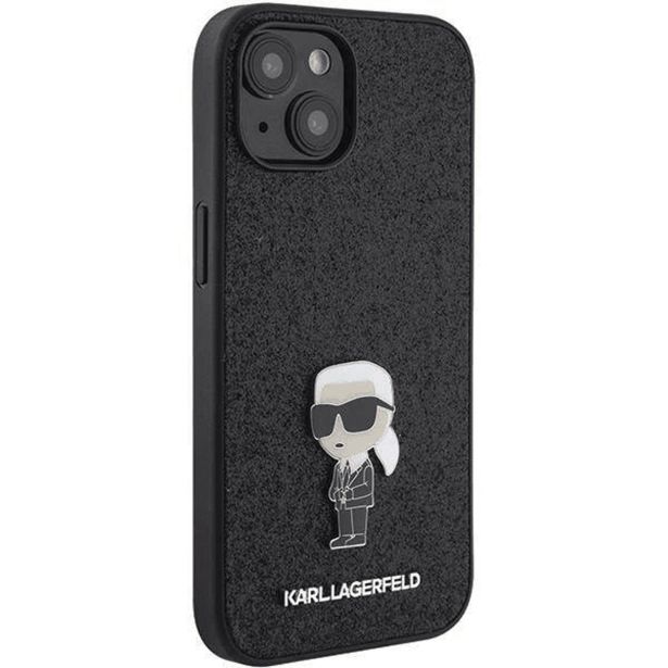 ORIGINALEN KARL LAGERFELD OVITEK IPHONE 15 - GLITTER IML NFT ICONIC - ČRN OVITEK Z BLEŠČICAMI - KLHCP15SGKNPSK