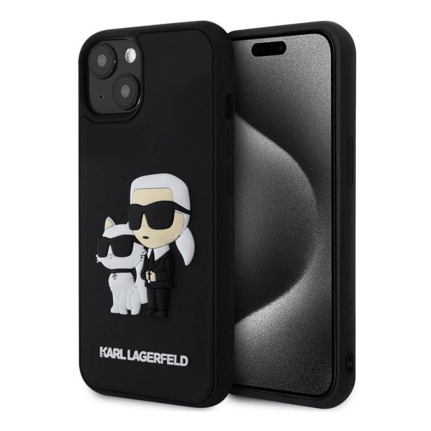 ORIGINALEN KARL LAGERFELD OVITEK IPHONE 15 PLUS 6.7 - FULL BODIES 3D -  ČRNA TRDA ZAŠČITA - KLHCP15M3DRKCNK