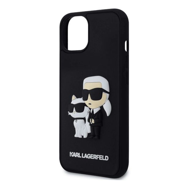 ORIGINALEN KARL LAGERFELD OVITEK IPHONE 15 PLUS 6.7 - FULL BODIES 3D -  ČRNA TRDA ZAŠČITA - KLHCP15M3DRKCNK