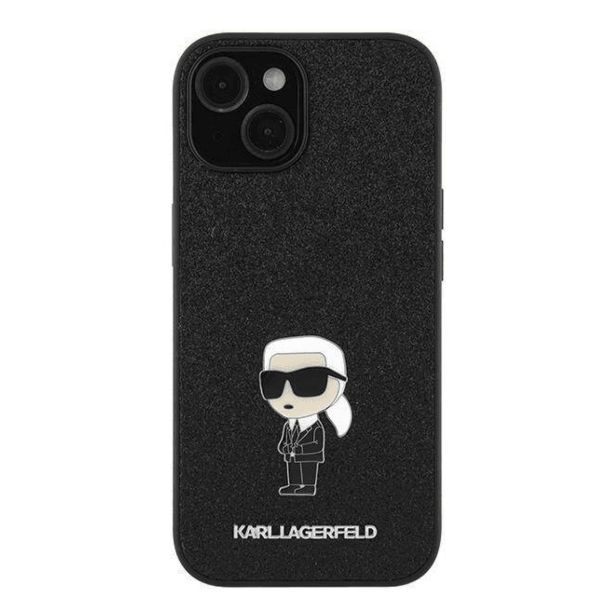 ORIGINALEN KARL LAGERFELD OVITEK IPHONE 15 PLUS - GLITTER IML NFT ICONIC -  ČRN OVITEK Z BLEŠČICAMI- KLHCP15MGKNPSK