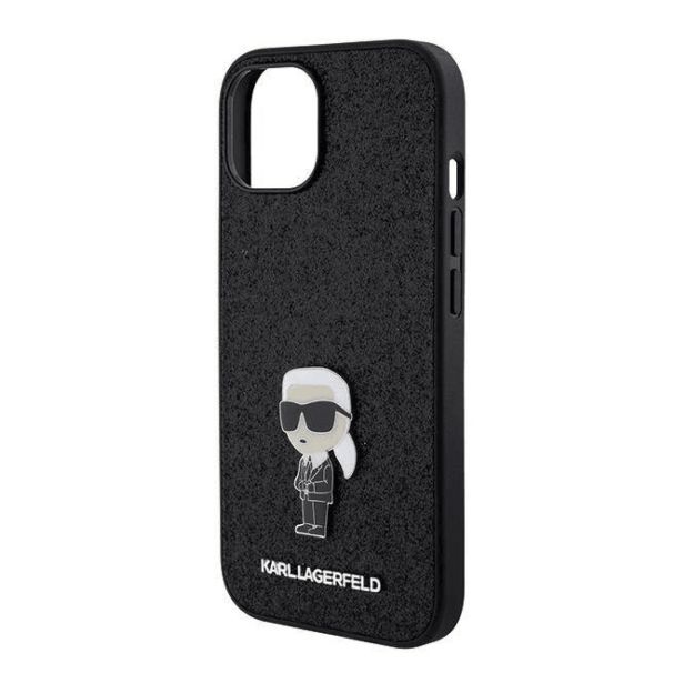 ORIGINALEN KARL LAGERFELD OVITEK IPHONE 15 PLUS - GLITTER IML NFT ICONIC -  ČRN OVITEK Z BLEŠČICAMI- KLHCP15MGKNPSK