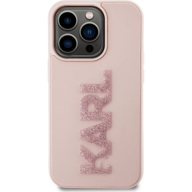 ORIGINALEN KARL LAGERFELD OVITEK IPHONE 15 PRO - LOGO 3D - ROZA ZAŠČITA - KLHCP15L3DMBKCP