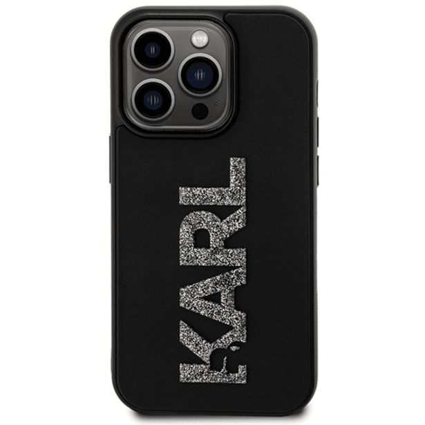 ORIGINALEN KARL LAGERFELD OVITEK IPHONE 15 PRO MAX - LOGO 3D - ČRNA ZAŠČITA- KLHCPX3DMBKCK