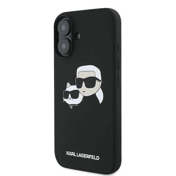 ORIGINALEN KARL LAGERFELD OVITEK IPHONE 16 PLUS - IML NFT HEADS - ČRN SILIKONSKA ZAŠČITA MAGSAFE - KLHMP16MSKCHPPLK