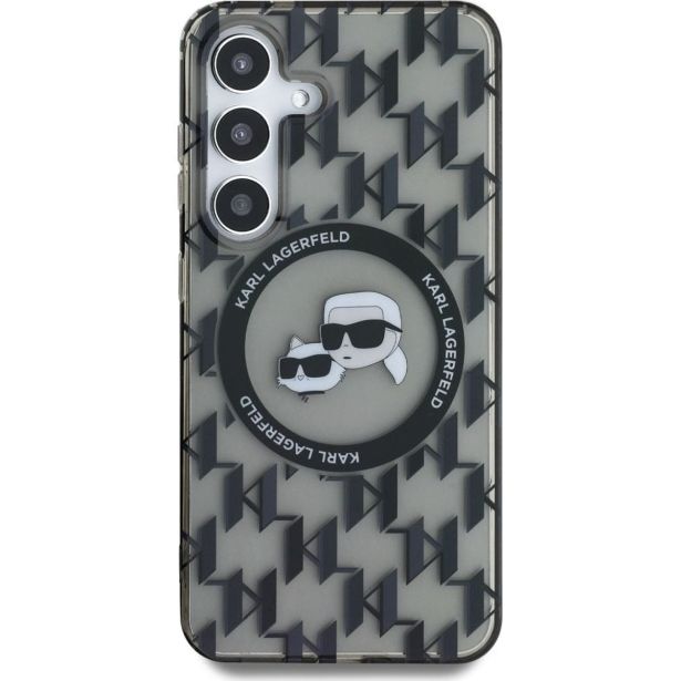 ORIGINALEN KARL LAGERFELD OVITEK SAMSUNG GALAXY S25 5G - MONOGRAM HEADS - ČRNA ZAŠČITA - KLHMS25SHMCKMHK