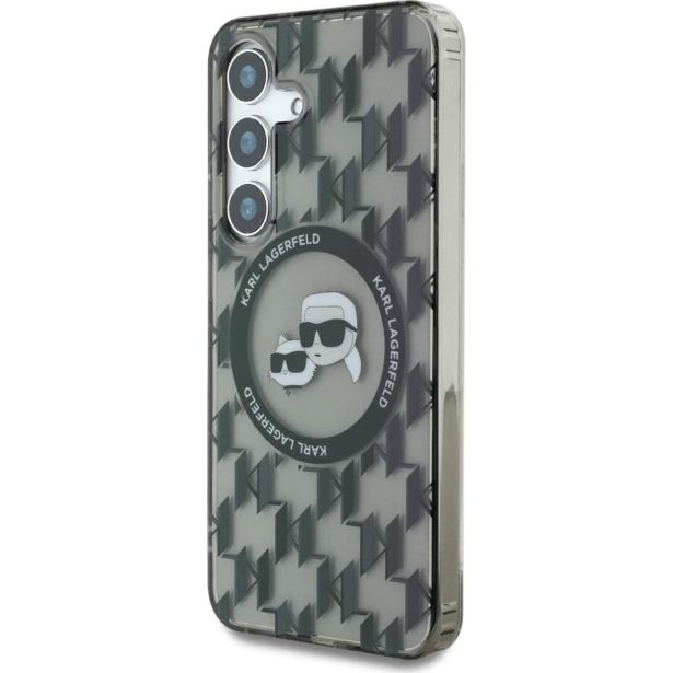 ORIGINALEN KARL LAGERFELD OVITEK SAMSUNG GALAXY S25 5G - MONOGRAM HEADS - ČRNA ZAŠČITA - KLHMS25SHMCKMHK
