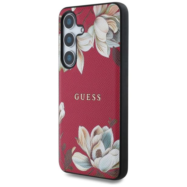 ORIGINALNI GUESS OVITEK ZA SAMSUNG GALAXY S25 5G - MAGSAFE - PRINTED FLOWER - PINK - GUHMS25SPGNMPLMF