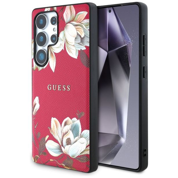 ORIGINALNI GUESS OVITEK ZA SAMSUNG GALAXY S25 ULTRA 5G - MAGSAFE - PRINTED FLOWER - PINK - GUHMS25LPGNMPLMF