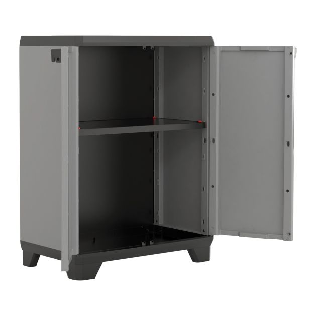 ORODNA OMARA-KRILNA VRATA KETER PVC, 90X68X39 CM 1P/15KG STILO SIVA/ČRNA/RDEČA