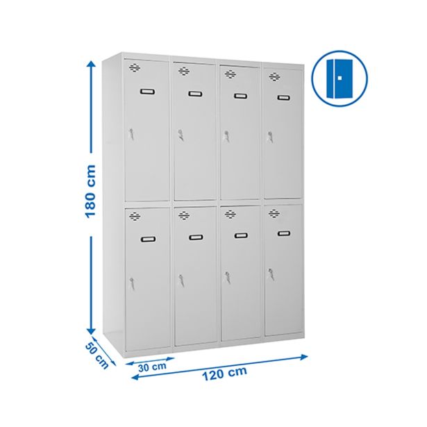 ORODNA OMARA-KRILNA VRATA SIMONRACK 1800X1200X500MM 4/8 GARDEROBNA, SIVA