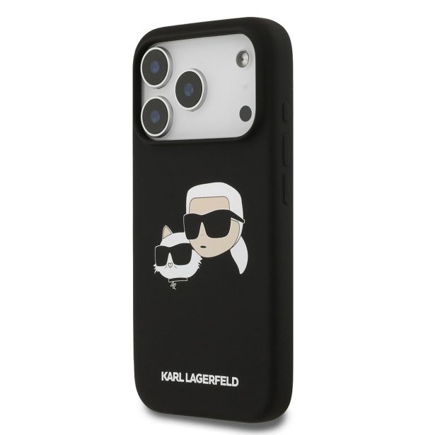 ORIGINALEN KARL LAGERFELD OVITEK IPHONE 17 PRO - IML NFT HEADS - ČRN SILIKONSKA ZAŠČITA MAGSAFE - KLHMP17LSKCHPPLK