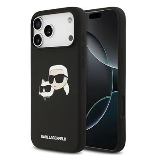 ORIGINALEN KARL LAGERFELD OVITEK IPHONE 17 PRO MAX - IML NFT HEADS - ČRN SILIKONSKA ZAŠČITA MAGSAFE - KLHMP17XSKCHPPLK