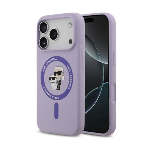 ORIGINALEN KARL LAGERFELD OVITEK MAGSAFE IPHONE 17 PRO - KARL AND CHOUPETTE - VIJOLA - KLHMP17LSCMKCRHU