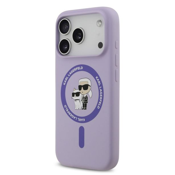 ORIGINALEN KARL LAGERFELD OVITEK MAGSAFE IPHONE 17 PRO - KARL AND CHOUPETTE - VIJOLA - KLHMP17LSCMKCRHU