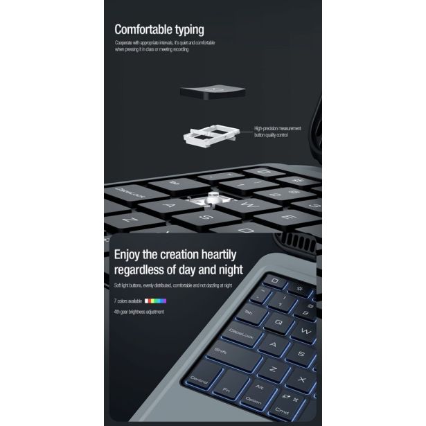 NILLKIN CASE BUMPER S TIPKOVNICO ZA APPLE IPAD 10,9 INCH 2022, 11 INCH 2025 - ČRN (VERZIJA Z LUČKAMI V TIPKOVNICI)