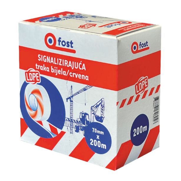 OZNAČEVALNO - OPOZORILNI TRAK FOST RDEČE - BEL 200M X 70MM