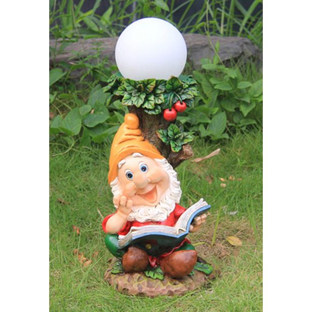 FIGURA, OKRASNA PALČEK S KNJIGO S SOLARNO SVETILKO VIŠ 41 CM