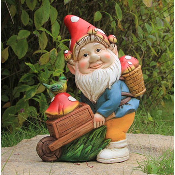 FIGURA, OKRASNA PALČEK S SAMOKOLNICO IN MUŠNICO VIŠ 22 CM