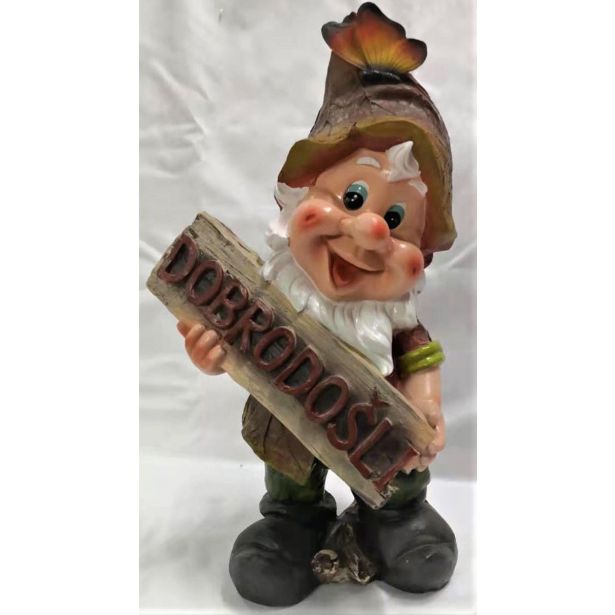 FIGURA, OKRASNA PALČEK S TABLO DOBRODOŠLI VIŠ 36CM