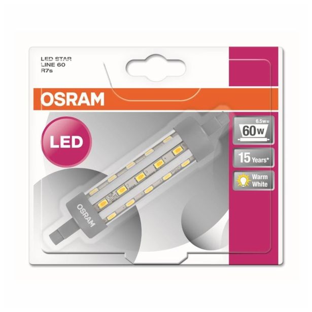 PALIČASTA LED ŽARNICA OSRAM ST LINE60 6.5W/827 R7S CL 220-240V BL/1