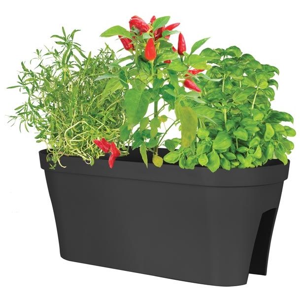 PE ZUNANJE KORITO MONACO 60X26X24CM OGRAJNO, ANTRACIT