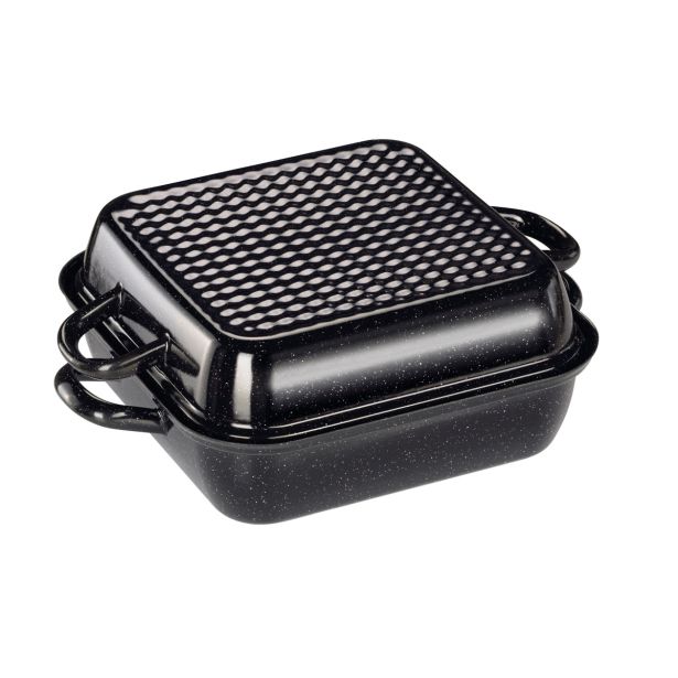 PEKAČ / MODEL ZA PEKO RIESS 37X26CM S POKROVOM EMAJL ČRN