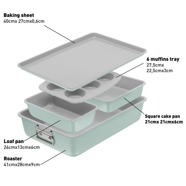 PEKAČ / MODEL ZA PEKO TEFAL 5-DELNI SET CERAMIK MINT