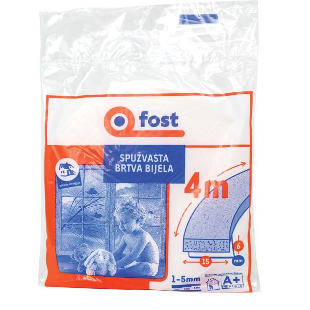 TESNILNI LEPILNI TRAK FOST PENASTO TESNILO ZA OKNA IN VRATA 15MMX6MMX4M