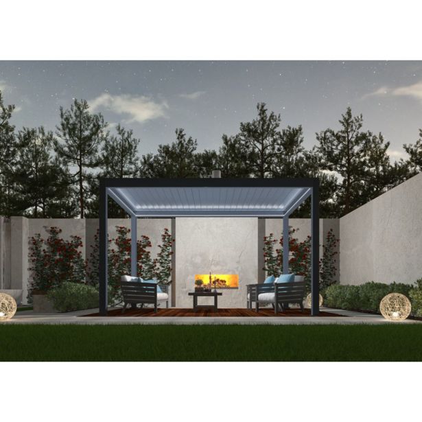 BIOKLIMATSKA MOTOTRIZIRANA PERGOLA MS VISCOM 400 X 286 CM, TEMNO SIVA