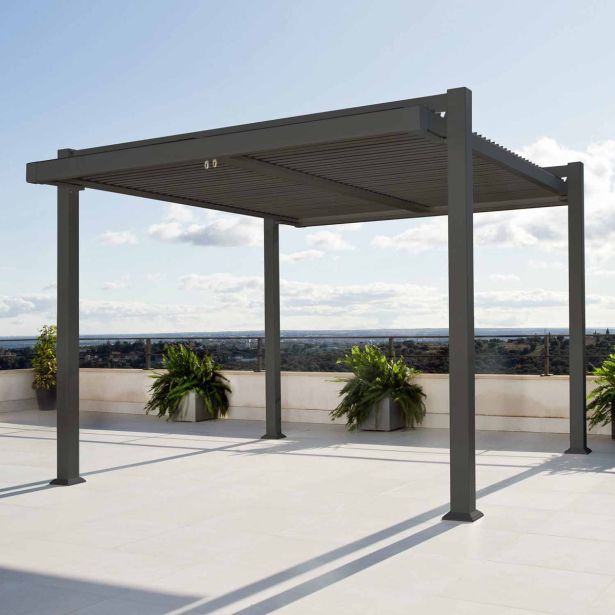 PERGOLA PERSEA EASY FULL ALU MODULARNA STREHA 320X360 TEMNO SIVA
