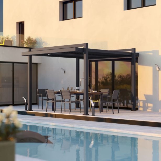 PERGOLA PERSEA EASY FULL ALU MODULARNA STREHA 320X360 TEMNO SIVA