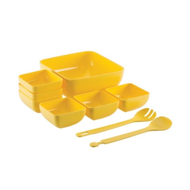 PIKNIK PROGRAM UCSAN PLASTIK 9 DELNI SET ZA SOLATO RUMENE BARVE