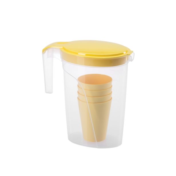 PIKNIK PROGRAM UCSAN PLASTIK PIKNIK SET VRČ 2 L + 4 KOZARCI 285 ML RUMEN