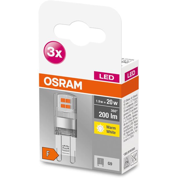 RAZNA LED ŽARNICA OSRAM PIN20 1.9W/827, BISTRA BASE, G9, PAK/3