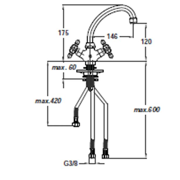 PIPA KUHINJSKA UNITAS STIL STOJEČA, "HU" IZLIV KROM NIZKOTLAČNA