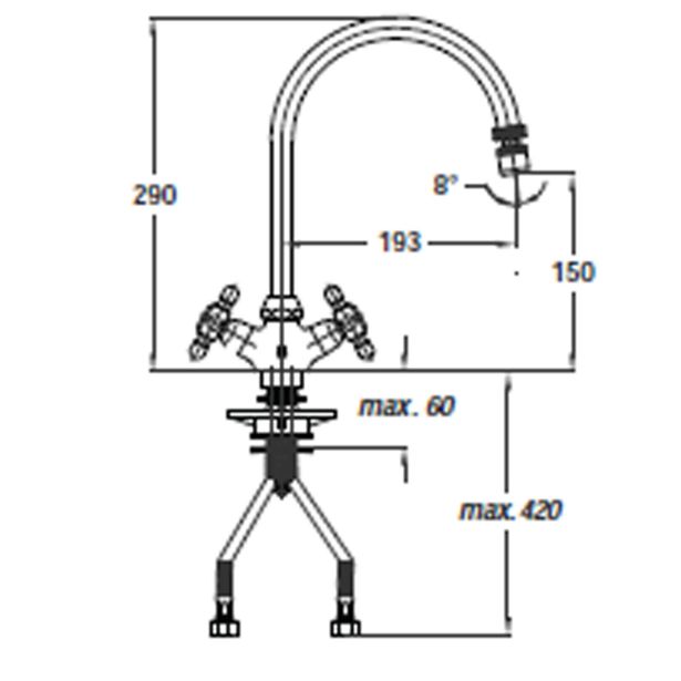 PIPA KUHINJSKA UNITAS STIL STOJEČA "J" IZLIV ZA KUHINJO Z22